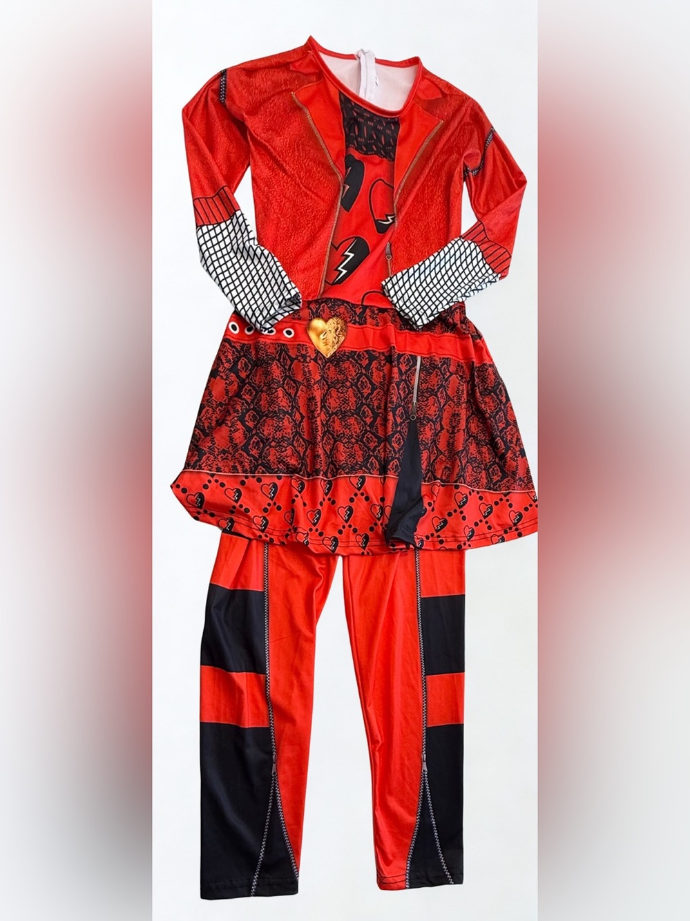 Girls “Red” from Rise of Red jumpsuit costume with attached skirt size 150cm 12y